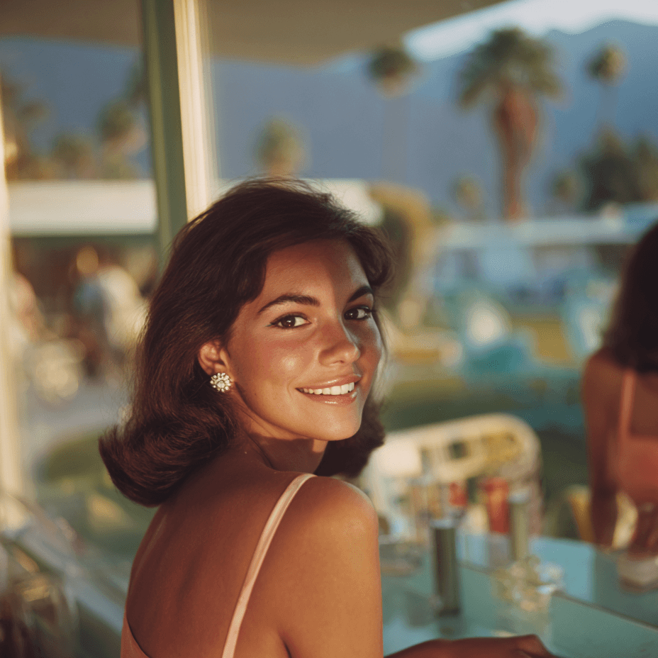 Woman with freshly pierced ears and starter studs at Sunny Daze Sunless ear piercing service in Lawrence, KS