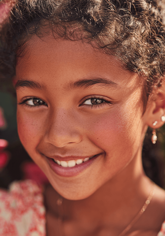 Young child with safe, professional ear piercing by Sunny Daze Sunless — children's ear piercing in Lawrence KS